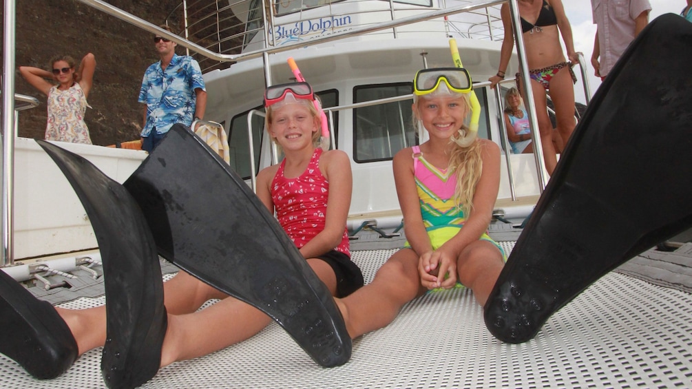 Girls on boat in Kauai