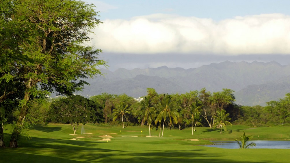 View of the greens of Ewa Beach Golf course in Oahu