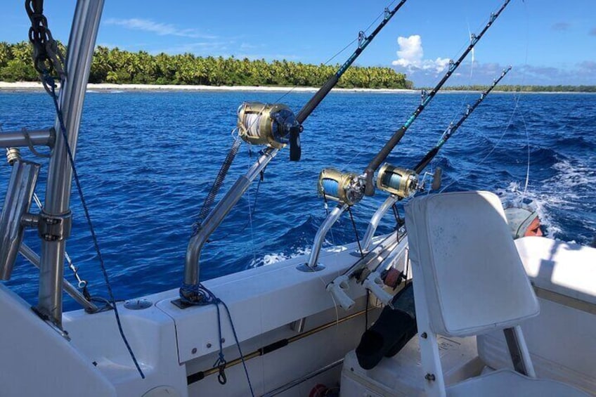 Beautiful backdrop while fishing in Bora Bora.