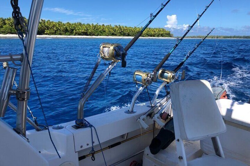 Beautiful backdrop while fishing in Bora Bora.