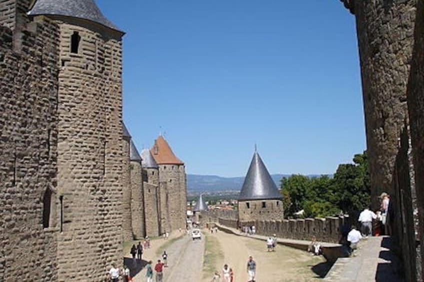 the interior of the medieval city of Carcassonne