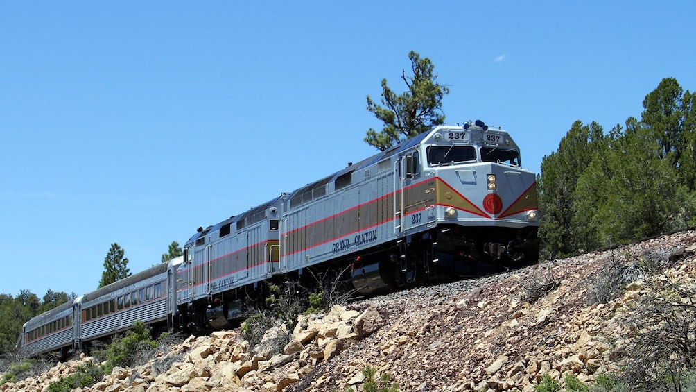 An upward angle of a train