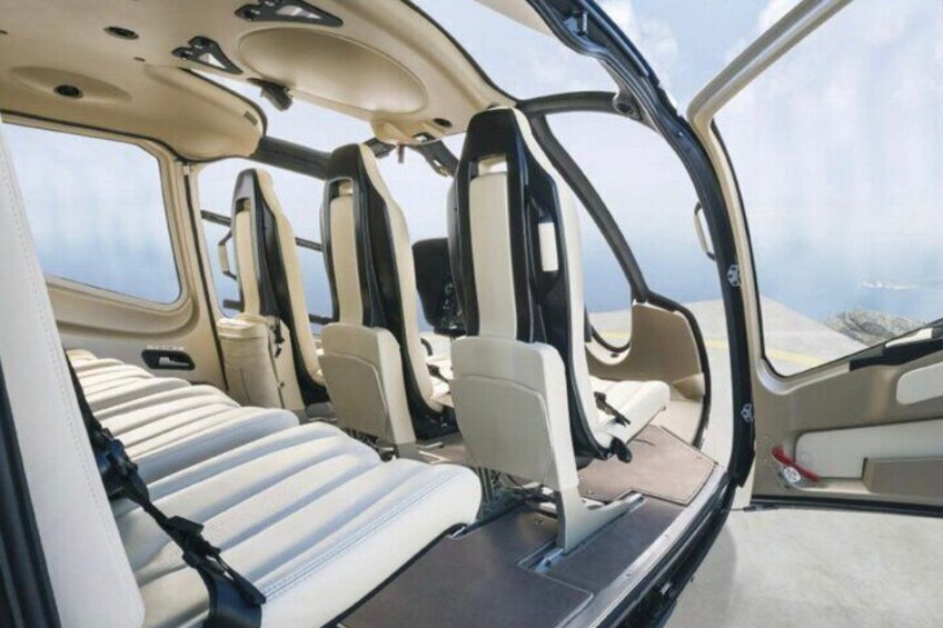 No matter which seat you will take inside the helicopter, you will have unobstructed views during the whole sightseeing tour in Helsinki