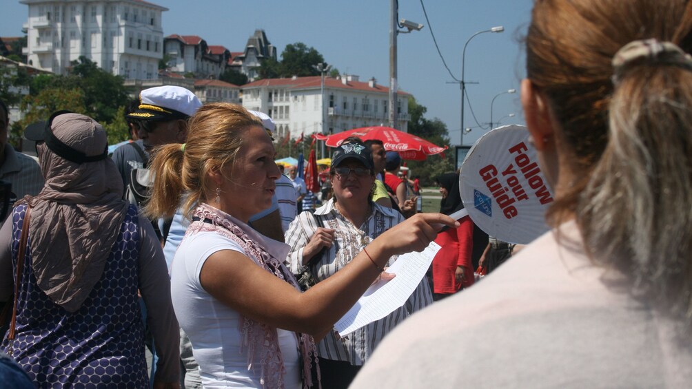Tour guide with group in Istanbul