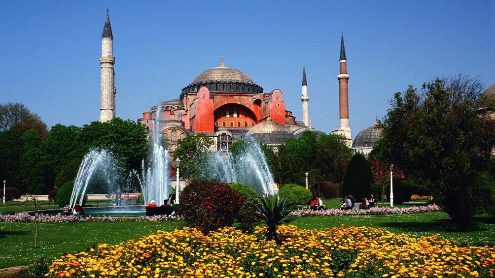 Hagia Sophia mosque and gardens in Istanbul