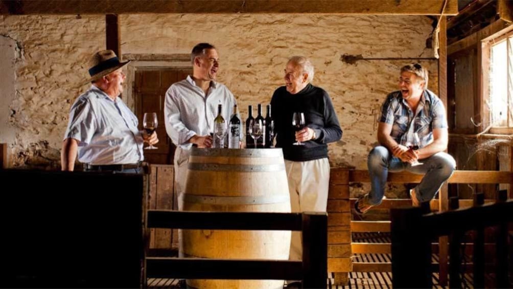 Group inside enjoying different wines in South Australia
