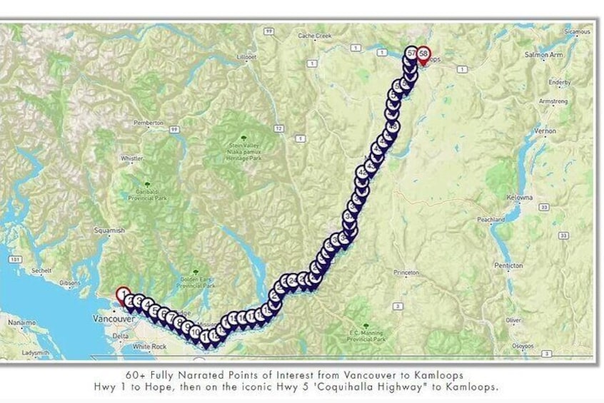 Smartphone Audio Driving Tour between Kamloops and Vancouver