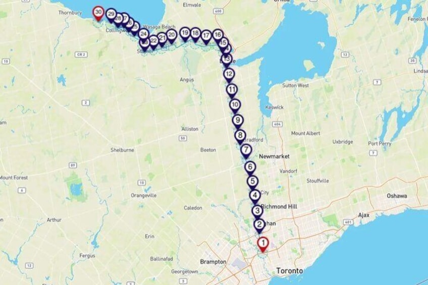 Smartphone Audio Driving Tour between Collingwood and Toronto