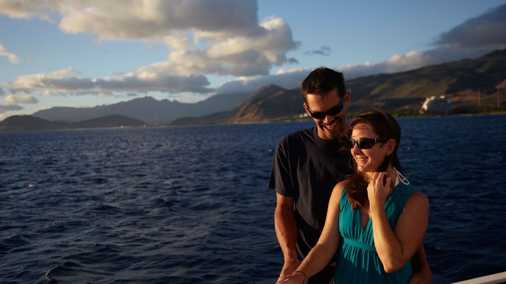 Couple enjoying view over the water