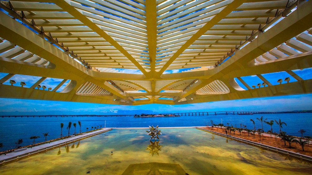 Looking out the front of Santiago Calatrava's Museum of Tomorrow