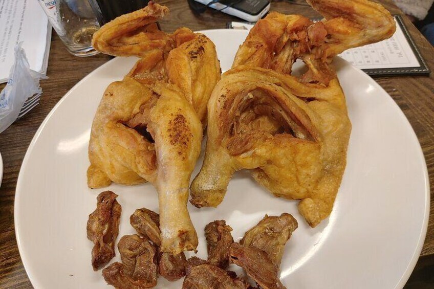 'Gamasot Tongdak', deep fried whole chicken in the cauldron, Suwon specialty.