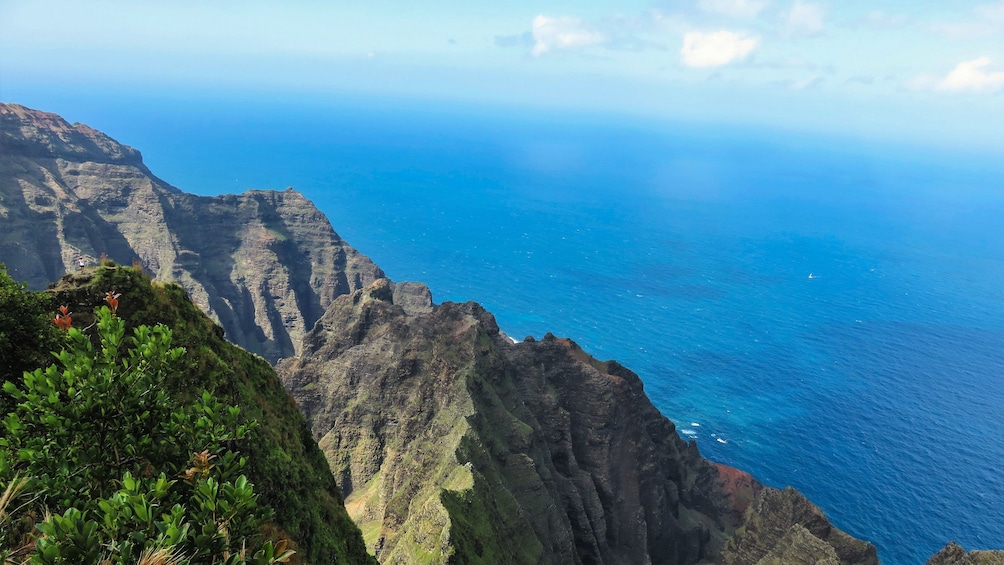 Beautiful view of coastline from peak of mountain.