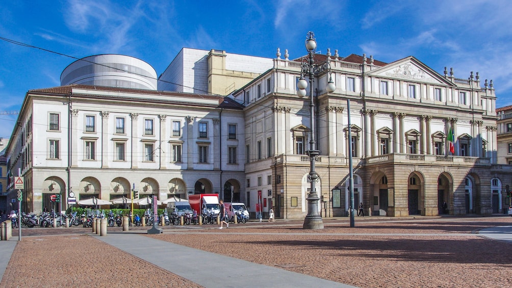 Exterior view of the historical Teatro alla Scala.
