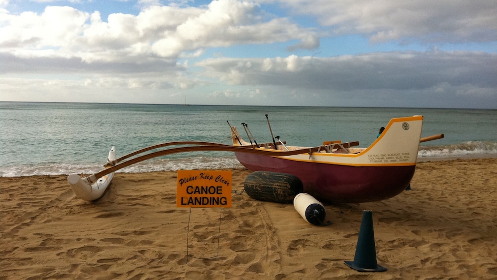 Canoe on the beach in Oahu