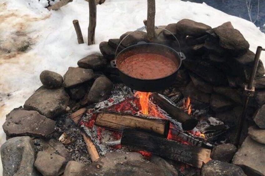 Homemade Chile on a Open Fire