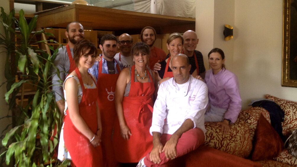 Cooking group with chef in Rome