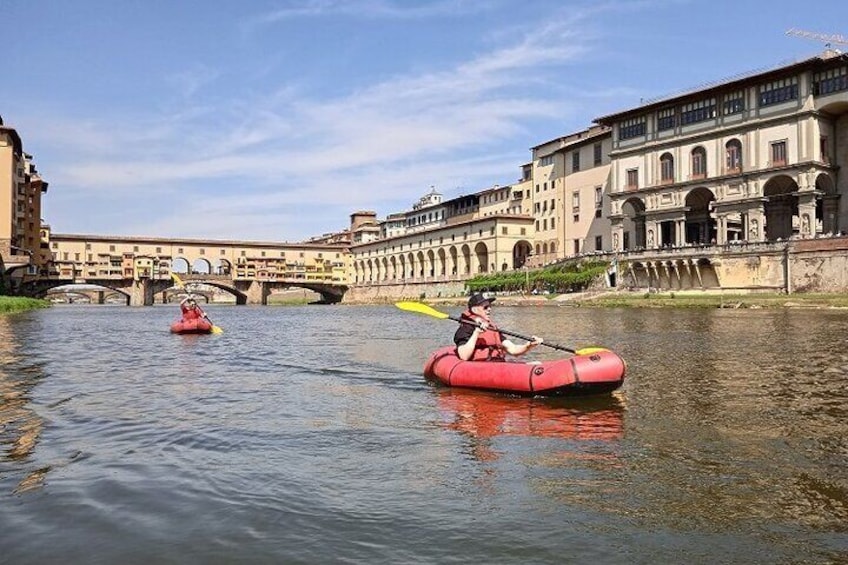 Aside of the Uffizi Gallery with Pontevecchio on the background
