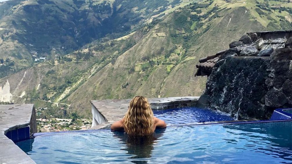 Woman at an intimate spa hotel Luna Runtun in Ecuador 