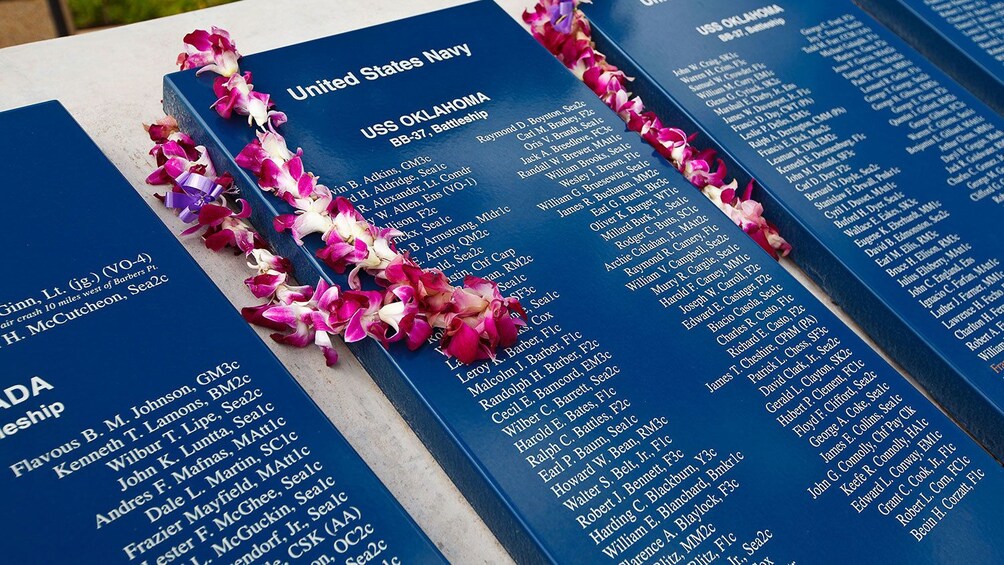 Memorial name plates at Pearl Harbor on Big Island