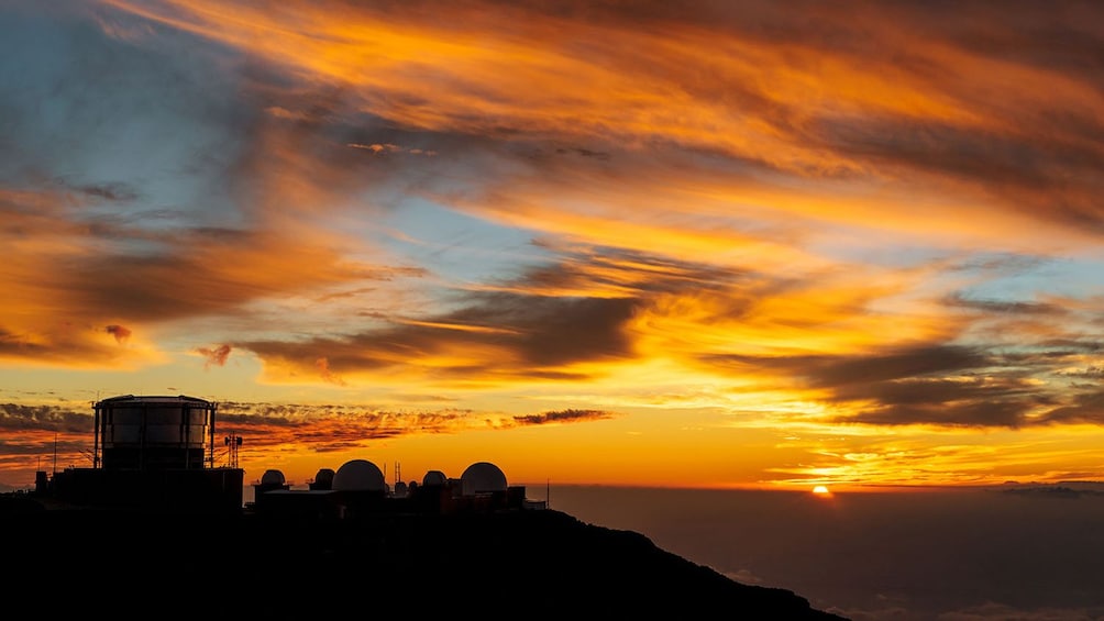 Sunset on the Haleakala observatory in Maui 