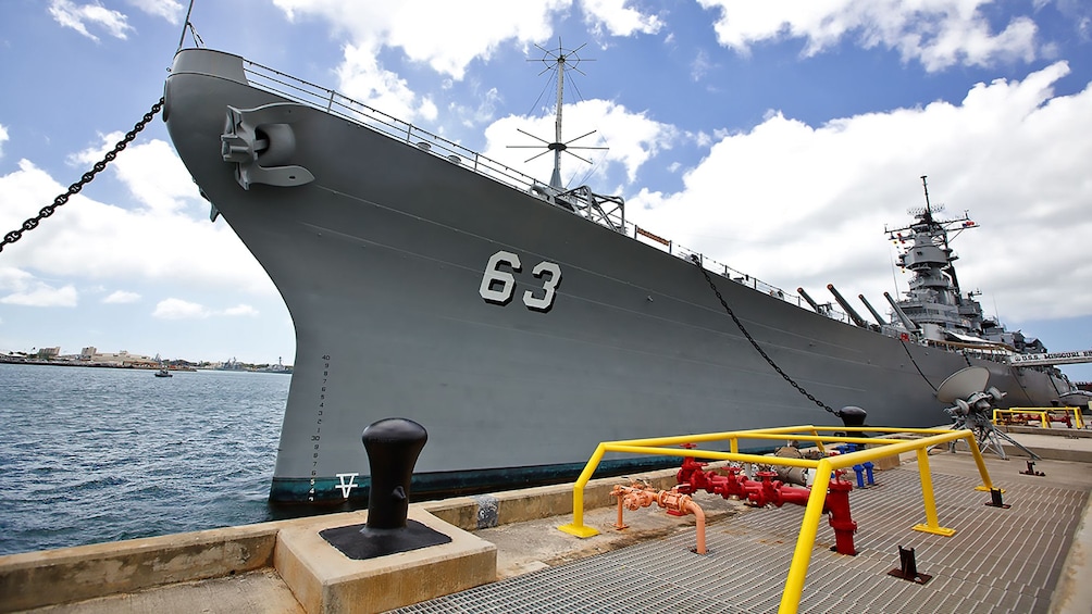 USS Missouri at harbor in Oahu
