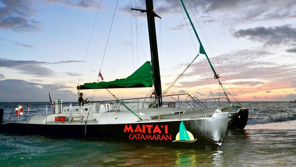 Catamaran at dusk in Oahu