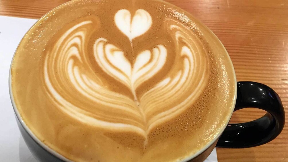 Close up of latte art in Portland 