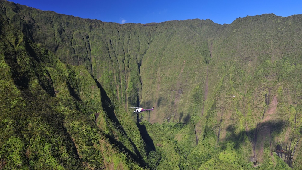 Scenic view of a helicopter flying above Kauai 