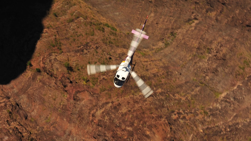 Aerial view of an helicopter in Kauai 