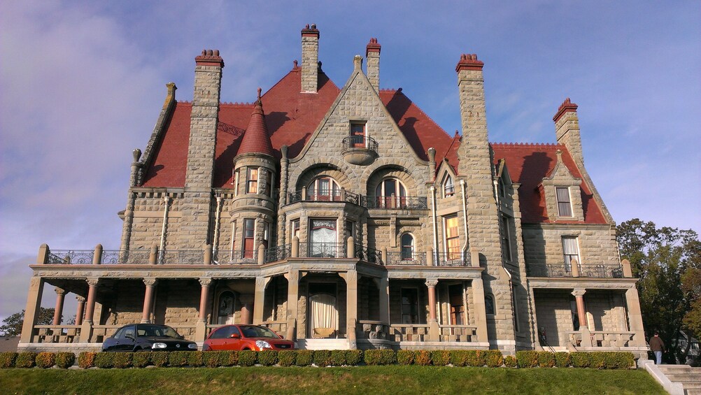 Exterior view of castle like house.