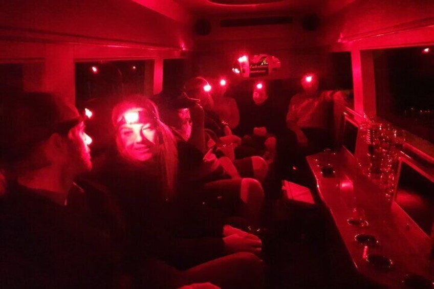 Red lights in touring vehicle 