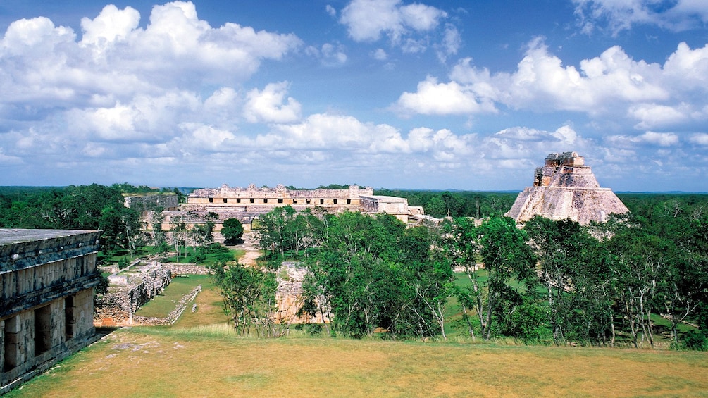 View over temple remains in Merida