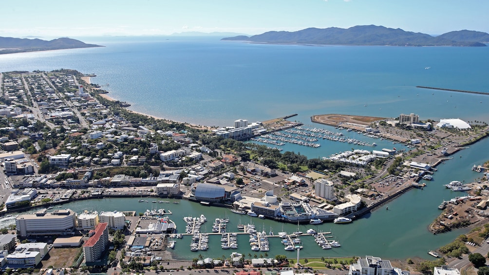 Aerial view of port city