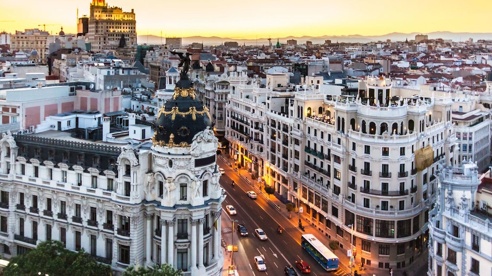 walking through the city during the evening in Spain