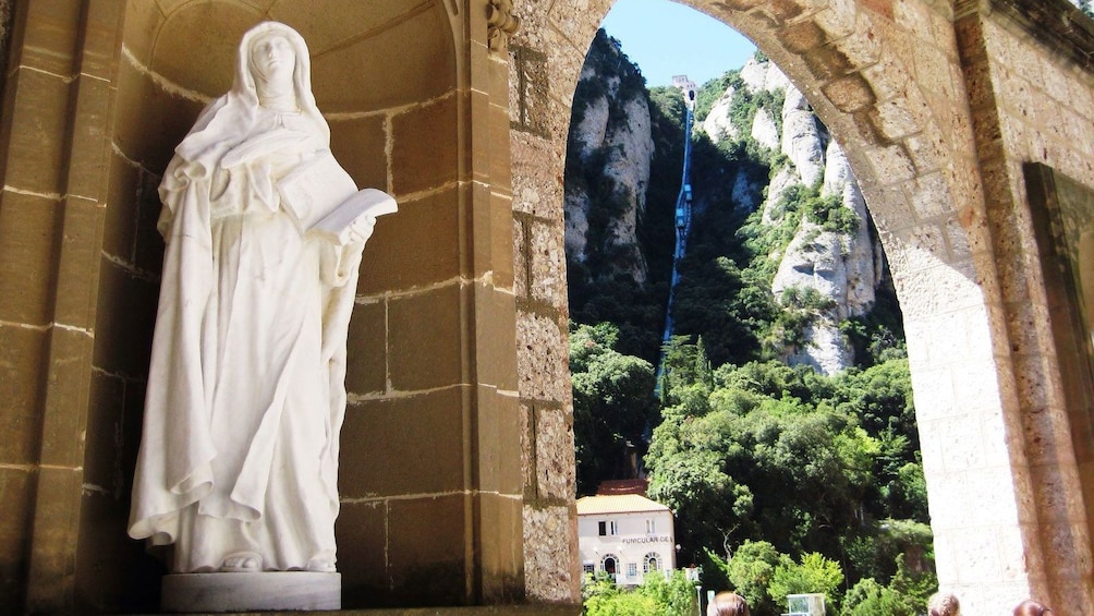 Sculpture and archway at Montserrat