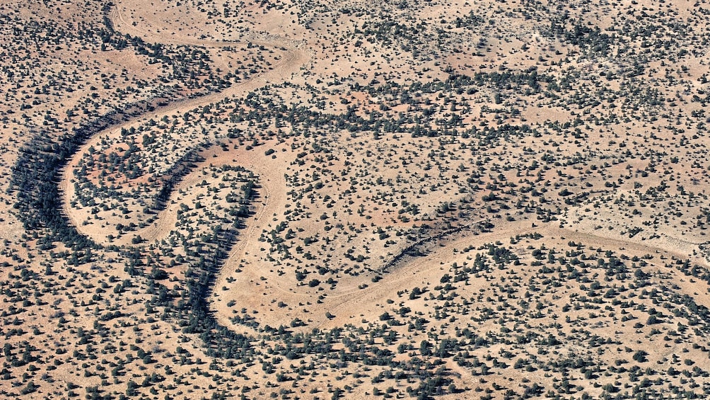 A snaking road through the desert in northern Arizona