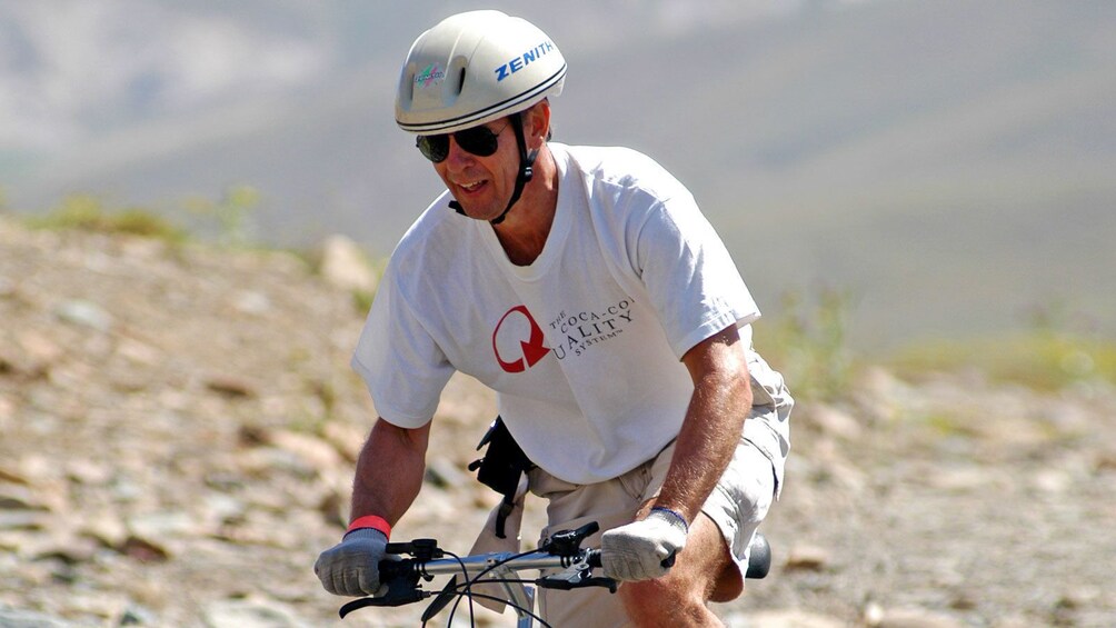 biker with a white helmet in Argentina