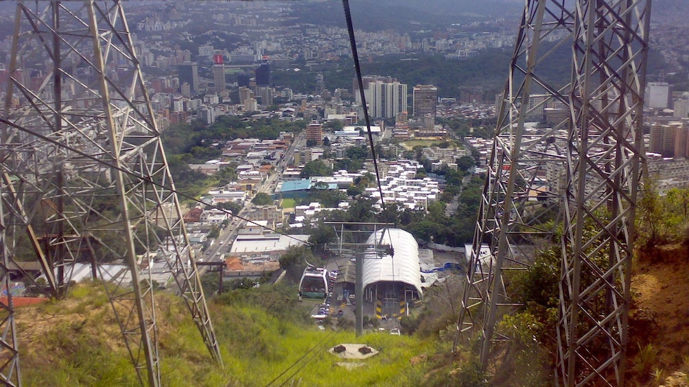 View from an aerial tram of the city below in Caracas