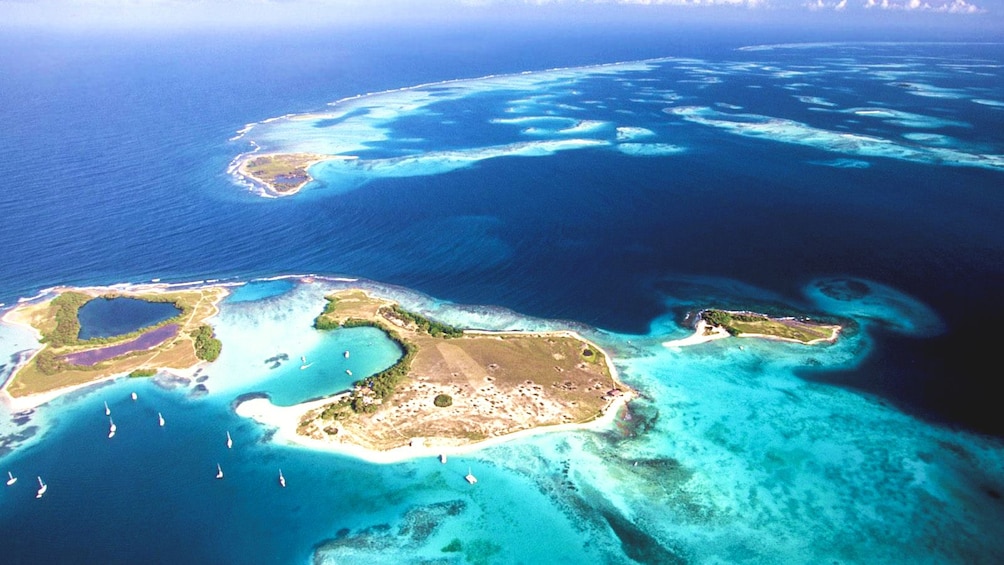 Aerial view of Los Roques archipelago.