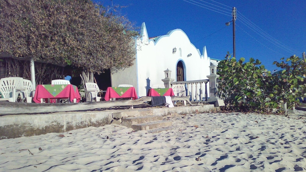 Patio along the beach on Los Roques archipelago.