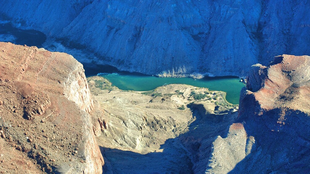 Beautiful aerial view of Grand Canyon during the day with Colorado River seen below.