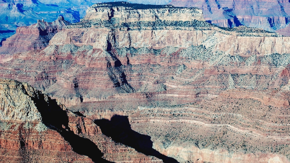 Layers of various rocks making up the walls of the Grand Canyon