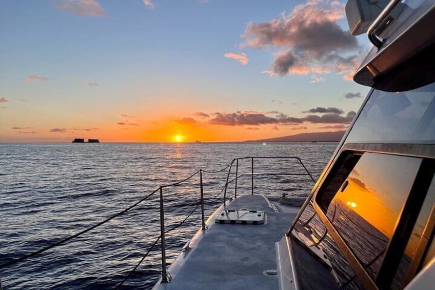 Sunset view from the catamaran