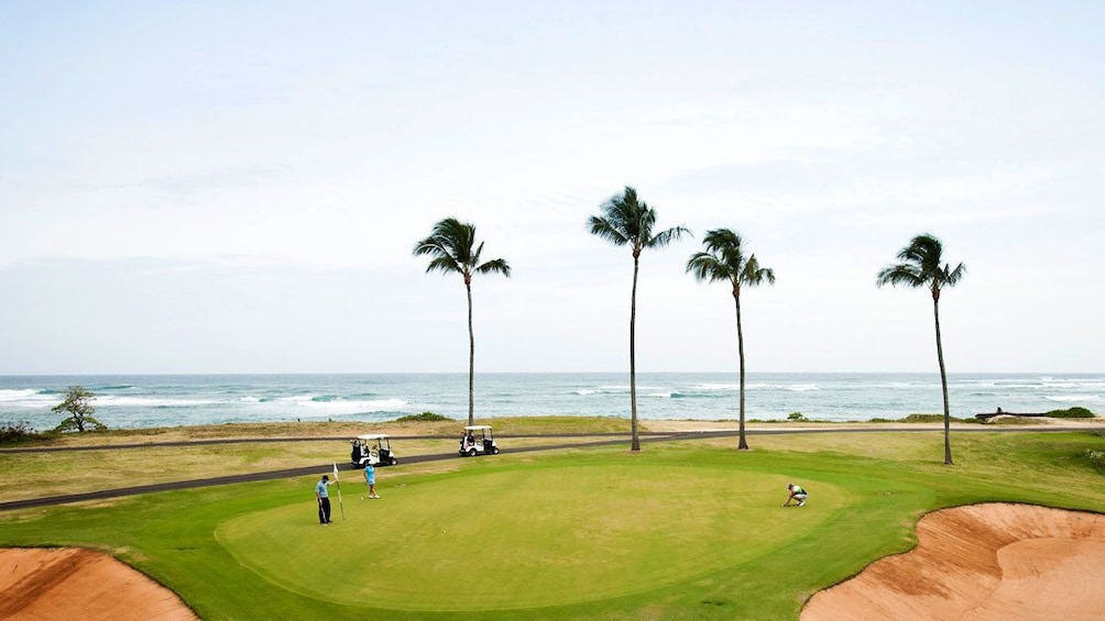 The golf course rests alongside Turtle Bay and offers fantastic views of the coastline