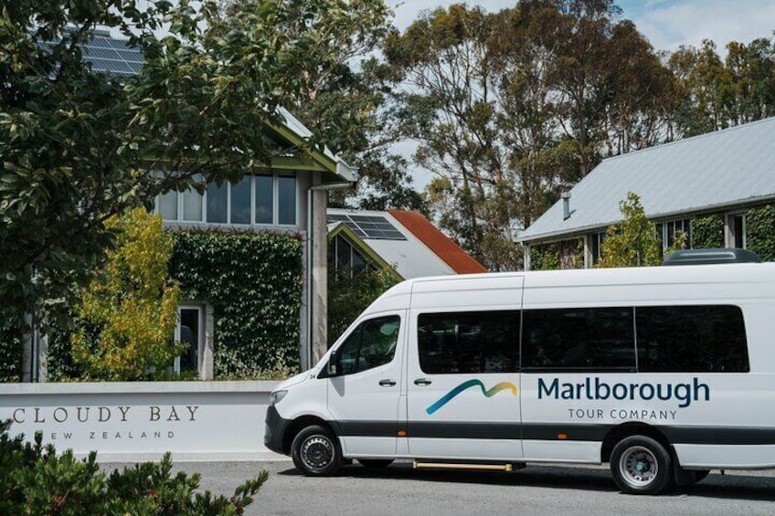 Our premium touring vans take you to selected cellar doors such as Cloudy Bay.