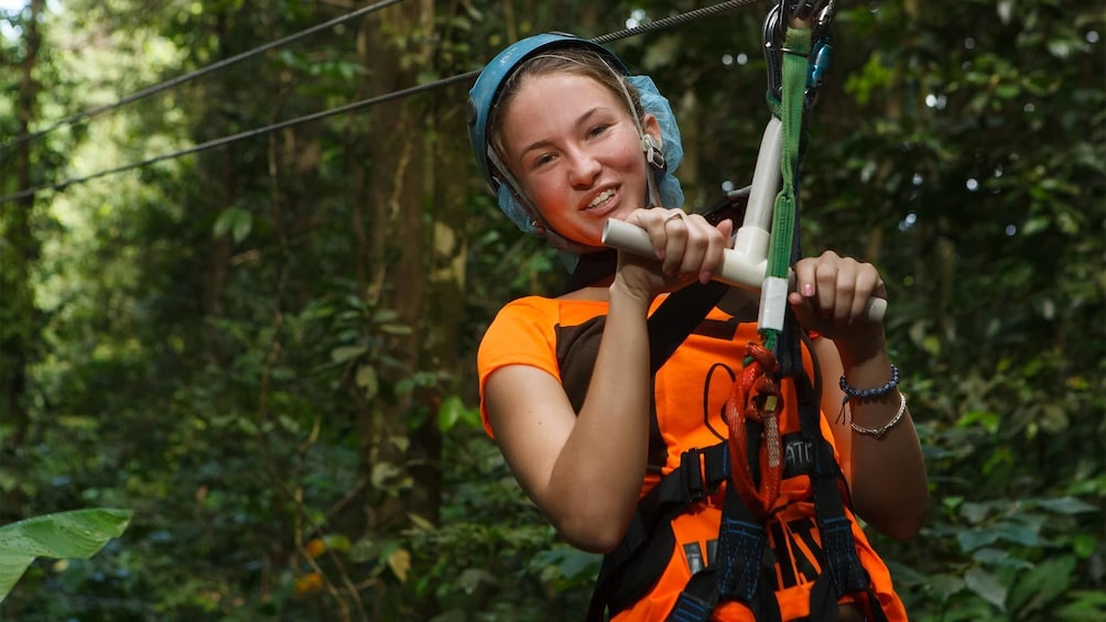 Girl having fun on the Adrena-Line Canopy Tour in St. Lucia