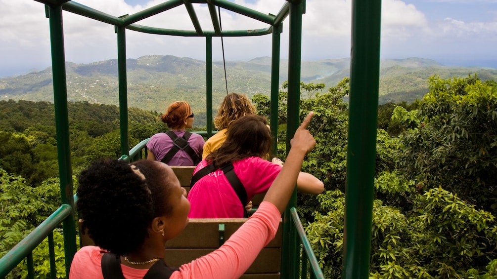 people on trolley ride