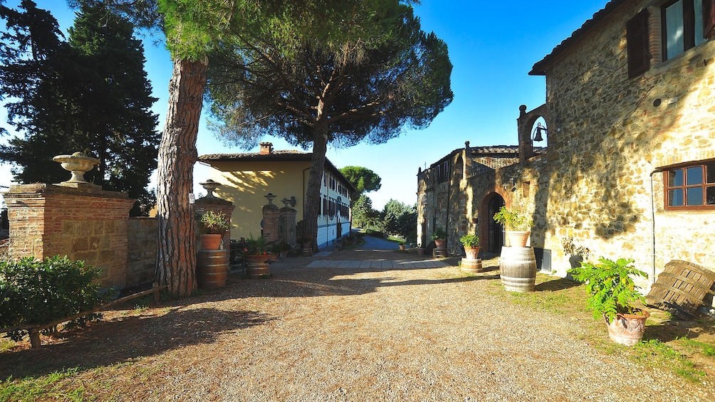 Exterior view of vineyard lodging.