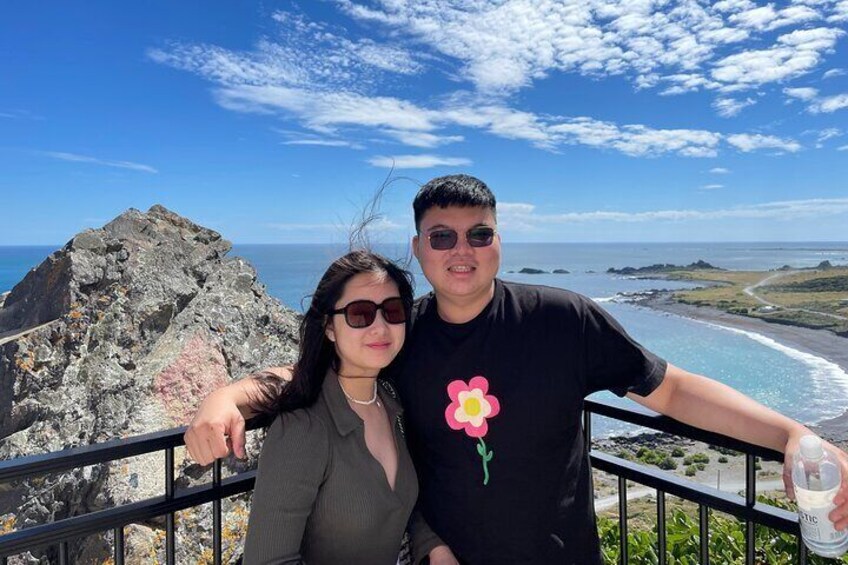 Guests at the Cape Palliser Lighthouse lookout