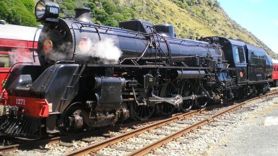Steam engine at Paekakariki train station.